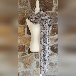 Dylan Faux Fur Scarf 6x84” Long Rectangle Gray Tones Marbled Design Super Soft